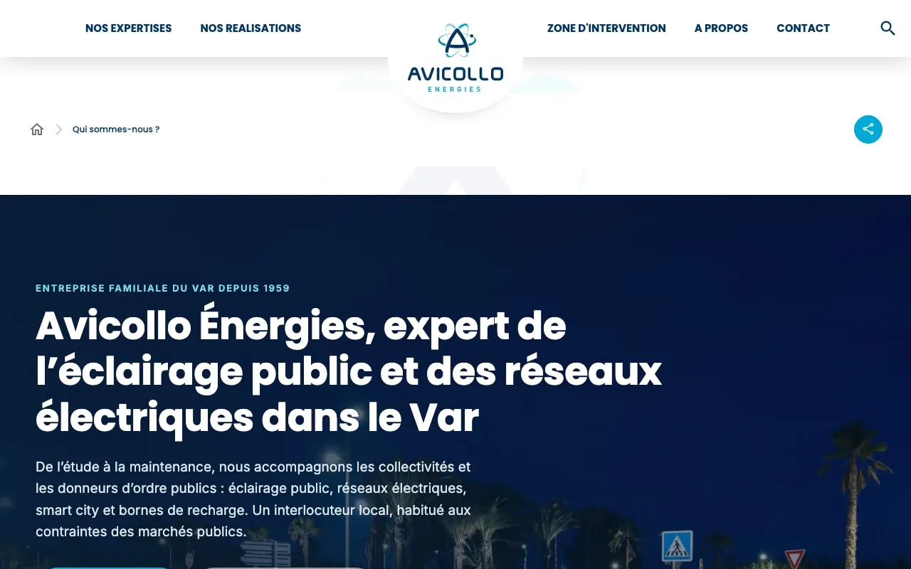 Page d'accueil du site d'Avicollo Énergies